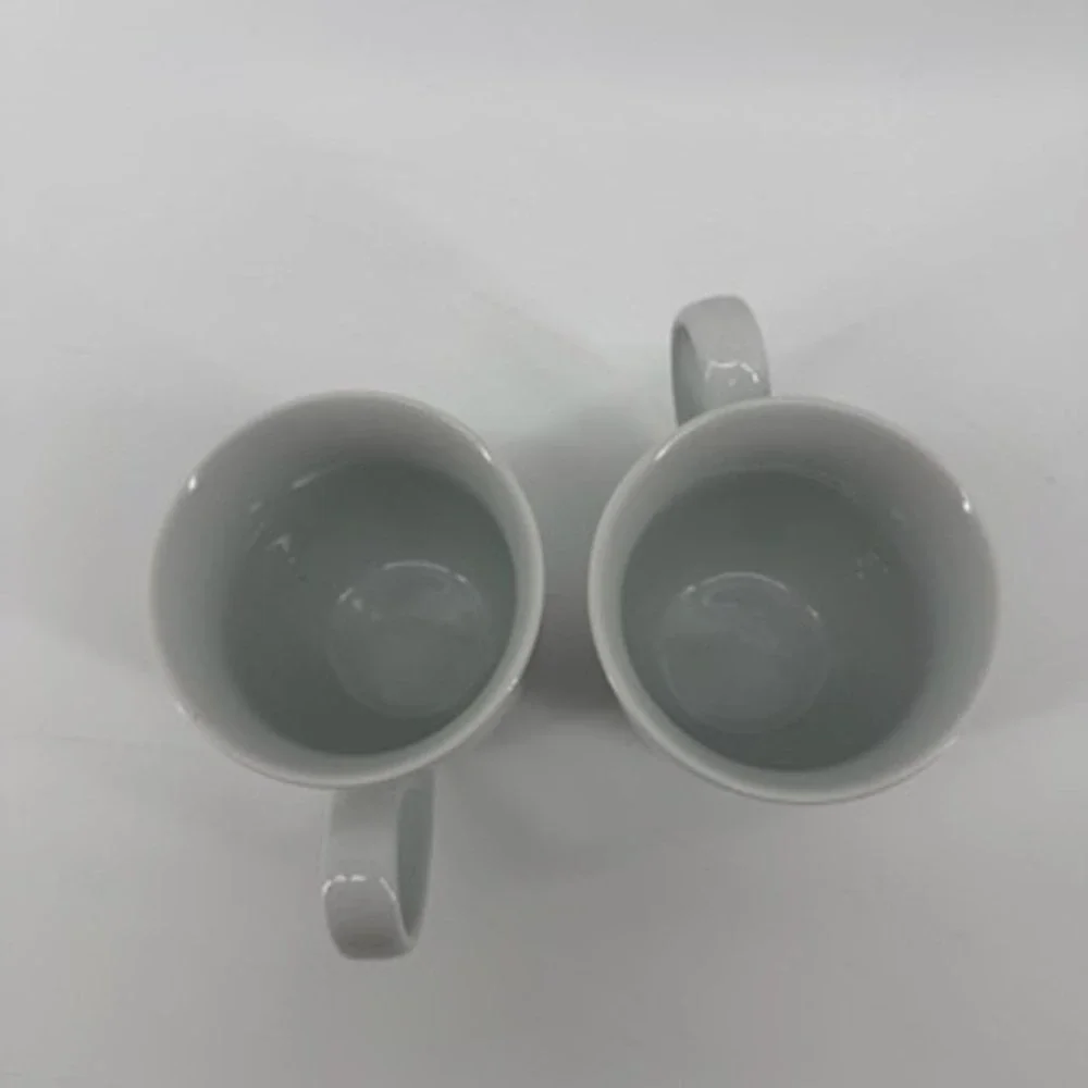 Pottery Barn Great White‎ Porcelain Coffee Mugs White Set of 2 Microwave Safe